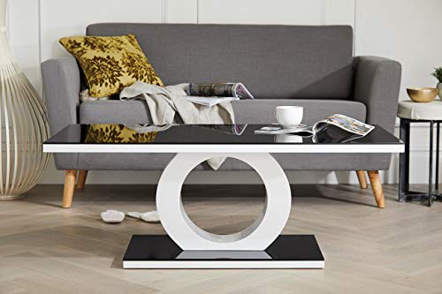 Modern Black & White Glass Coffee Table for Living Room