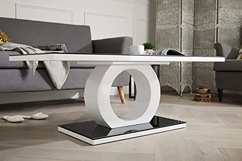 Modern Black & White Glass Coffee Table for Living Room