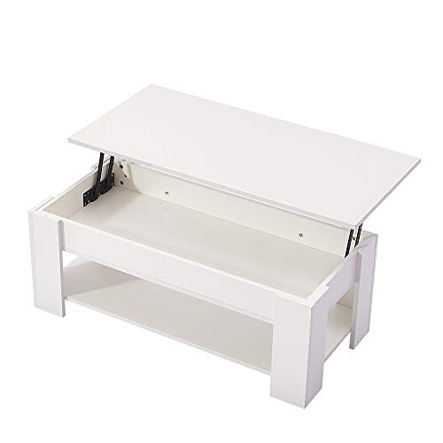 Modern White Lift Top Coffee Table with Hidden Storage