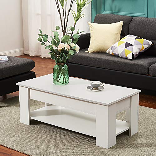 Modern White Lift Top Coffee Table with Hidden Storage