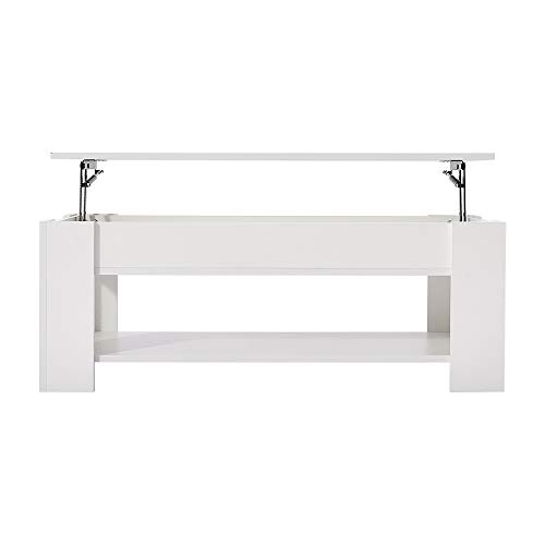 Modern White Lift Top Coffee Table with Hidden Storage