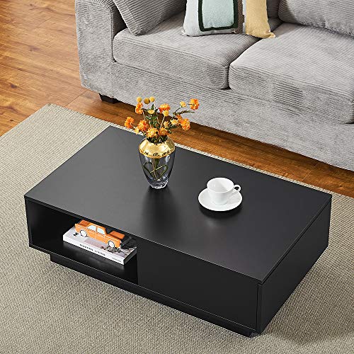Panana Wooden Coffee Table with LED Lighting Storage