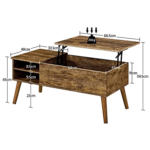 Yaheetech Industrial Lift Top Coffee Table - Rustic Brown