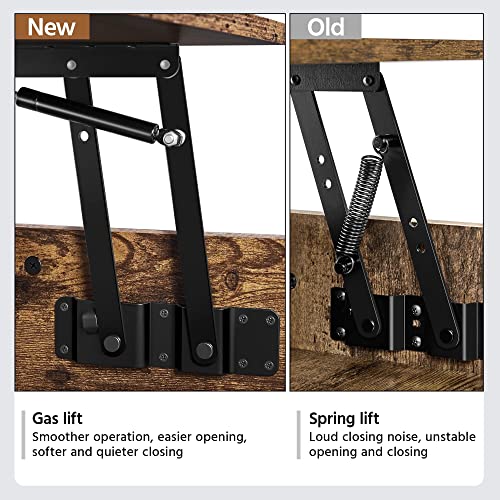 Yaheetech Industrial Lift Top Coffee Table - Rustic Brown