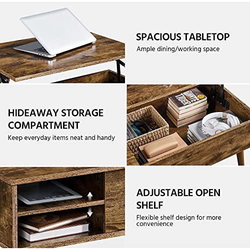 Yaheetech Industrial Lift Top Coffee Table - Rustic Brown