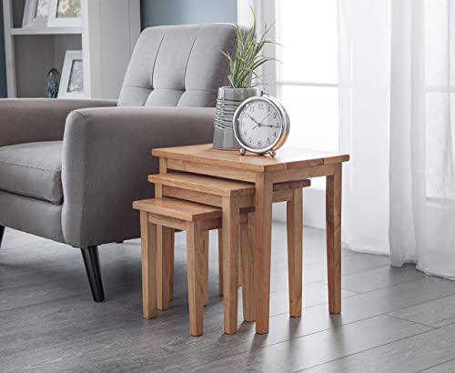 Julian Bowen Cleo Oak Nesting Tables, 46x48x33cm