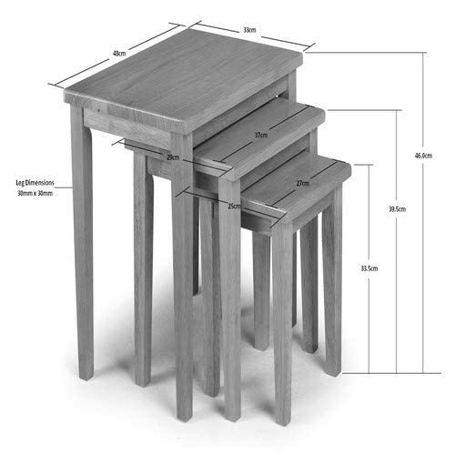 Julian Bowen Cleo Oak Nesting Tables, 46x48x33cm