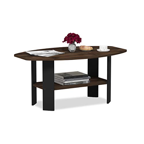Furinno Simple Design Coffee Table, Side Table, Columbia Walnut/Black