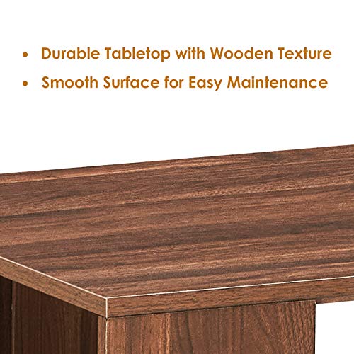 COSTWAY Coffee Table, Wooden Cocktail Center Table with Storage Shelf and 2 Side Compartments, Rectangle Accent Sofa Side Tea Table for Living Room, Bedroom and Office (Walnut)