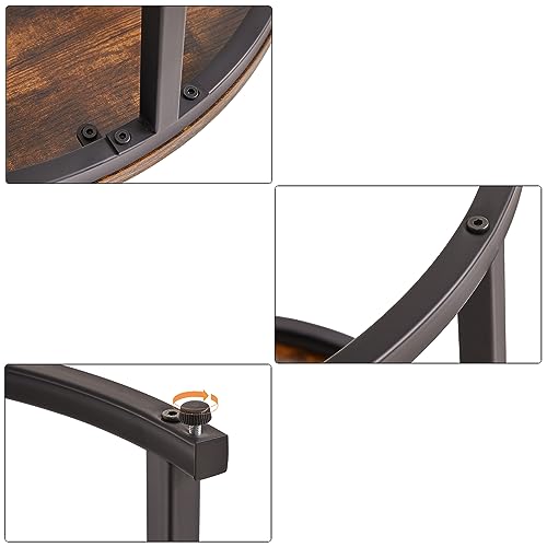 IBUYKE Round Nesting Table, Removable Set of 2 Coffee Tables, Stacking Sofa Side Table End Table, for Living Room, Bedroom, Office, Balcony, Apartment, Rustic Brown TMJ062H