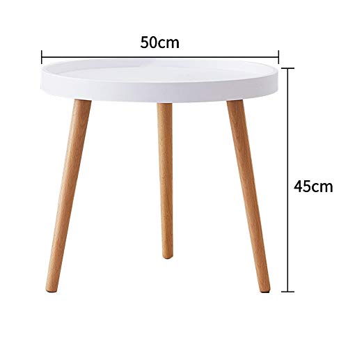 OFCASA Round Coffee Table Small White Side Table with Wood Legs Modern Design End Table for Lounge Office Restaurant Hotel