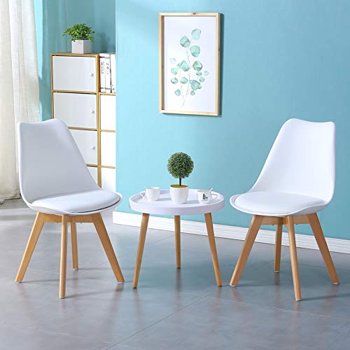 OFCASA Round Coffee Table Small White Side Table with Wood Legs Modern Design End Table for Lounge Office Restaurant Hotel