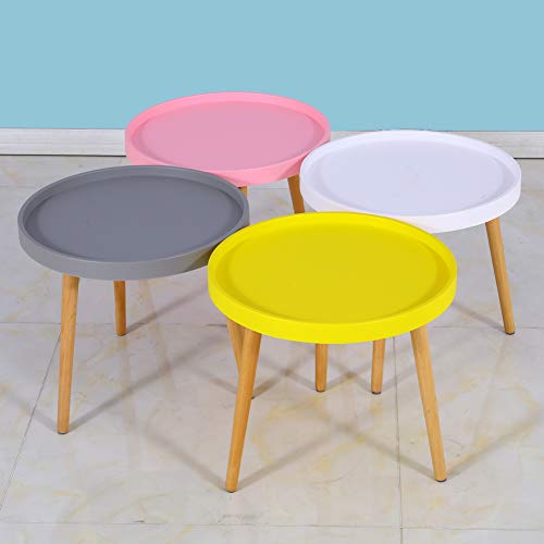 OFCASA Round Coffee Table Small White Side Table with Wood Legs Modern Design End Table for Lounge Office Restaurant Hotel