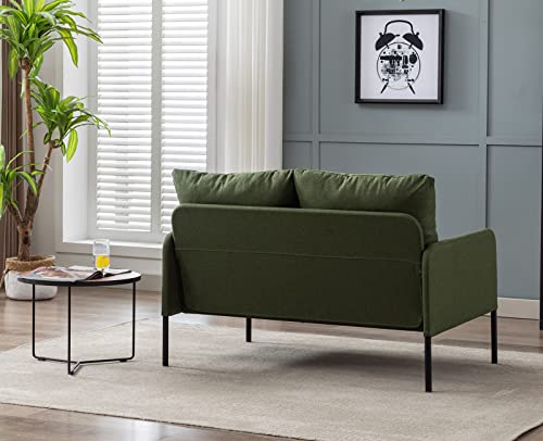 Wahson 2 Seater Sofa Modern Compact Loveseat Couch Thick Padding Armchair Sofa, Linen Small Sofa Couch for Bedroom/Office, Green