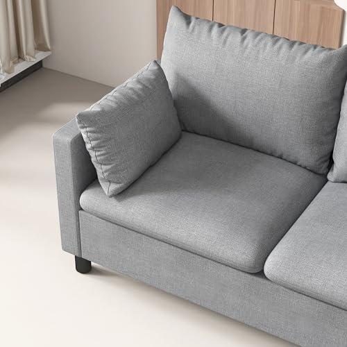 mcc direct 2 Seater Sofa, Linen Fabric Loveseat Sofa, Couch Settee with Armrests, Wood Legs for Living Room, Office, Bedroom - Laura (Grey)