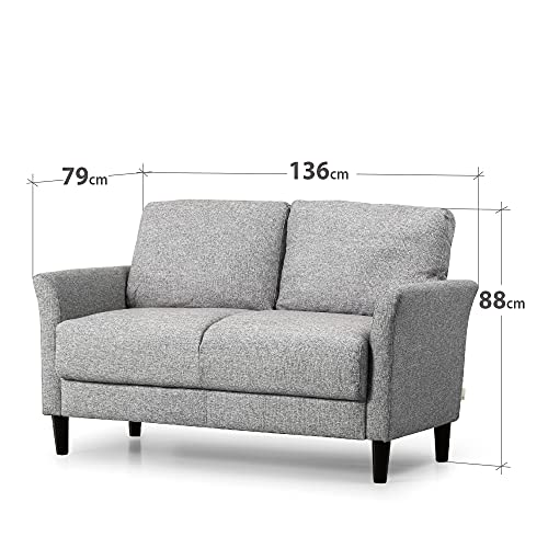 Zinus Jackie Sofa Couch - 2-Seater Sofa 136x79x88 cm - Contemporary design Sofa - Grey