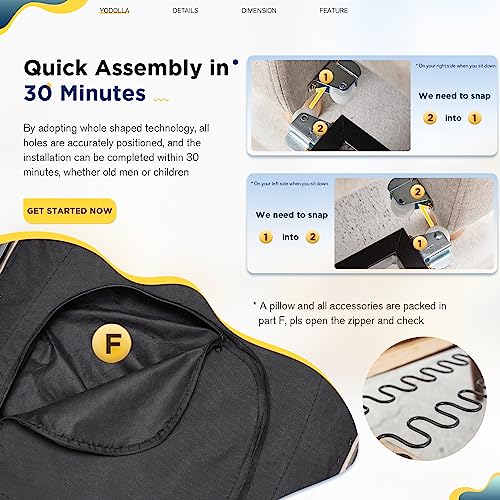 YODOLLA 3-in-1 Convertible Chair Bed, Sleeper Chair Bed, Pull Out Sleeper Chair Beds, Adjustable Single Armchair Sofa Bed with Side Pocket and Adjust Backrest Into a Sofa, Cream Beige