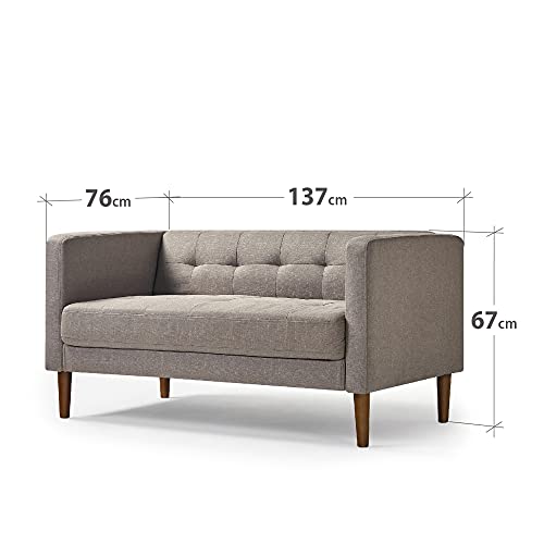 Zinus Pascal Loveseat Sofa Couch - 2-seater Sofa 137x76x67 cm - Mid-century design sofa - Tufted Cushions - Oatmeal Beige
