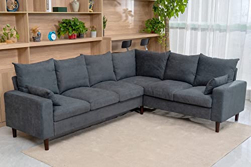 Panana Modern Upholstered L-Shape Sectional Sofa, 2 Seater + 3 Seater Corner Couch for Living Room ，Grey
