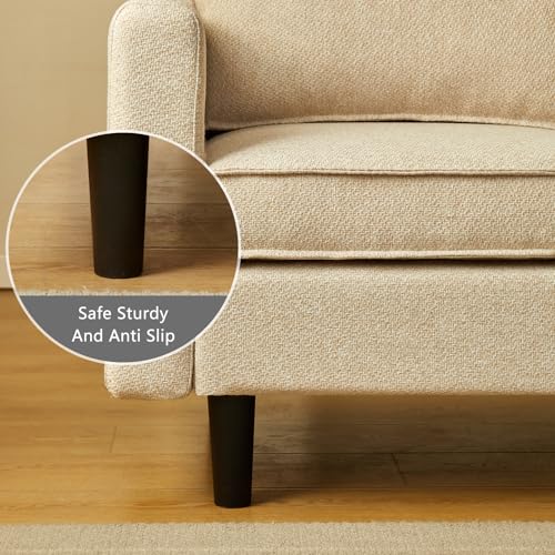 Maxfurhawa Convertible Sectional Sofa, L Shaped Couch with Reversible Chaise, 208cm Sofa Bed, Modern Linen Fabric Sectional Couches for Apartment, Dorm, Bonus Room (Linen - Beige)