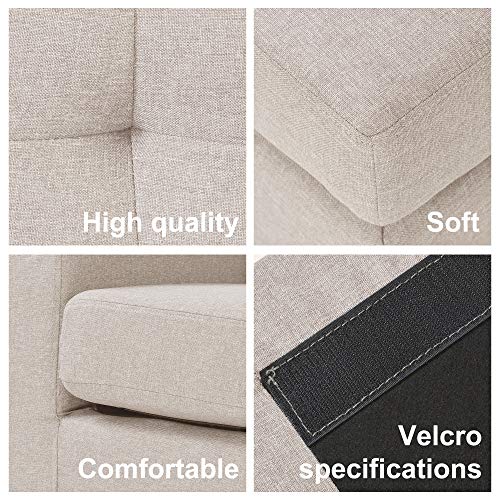 L Sectional Sofa Couch, 3 Seater Sofa, Living Room Small Convertible Couch, Modern Linen Fabric L Shape Sofa Couch with Chaise Lounge for Small Space Apartment (Beige)