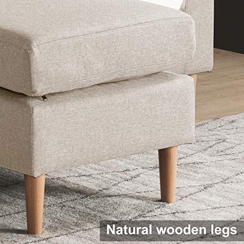 L Sectional Sofa Couch, 3 Seater Sofa, Living Room Small Convertible Couch, Modern Linen Fabric L Shape Sofa Couch with Chaise Lounge for Small Space Apartment (Beige)