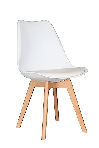 AVC Designs Single Dining Chairs Designer Wooden Home Office Commercial (White)