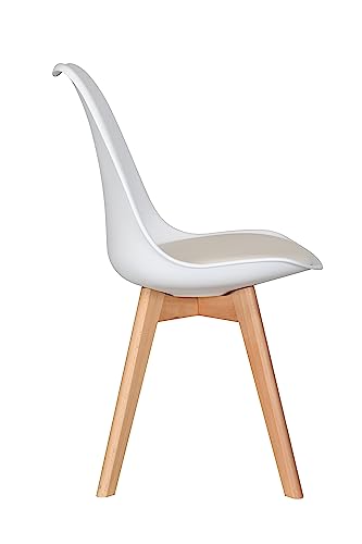 AVC Designs Single Dining Chairs Designer Wooden Home Office Commercial (White)