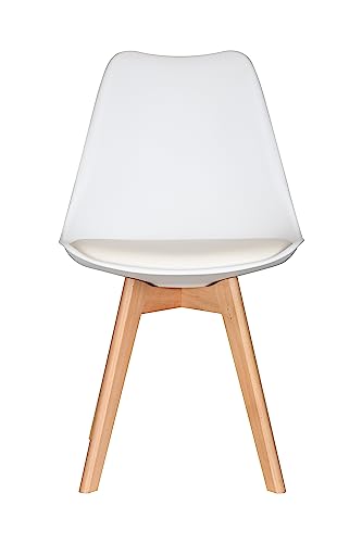 AVC Designs Single Dining Chairs Designer Wooden Home Office Commercial (White)