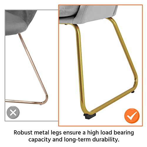 Yaheetech Velvet Tub Chair Vanity Chair, Modern Accent Armchair Lounge Chair Single Sofa with Golden Mental Legs for Living Room/Bedroom, Gray