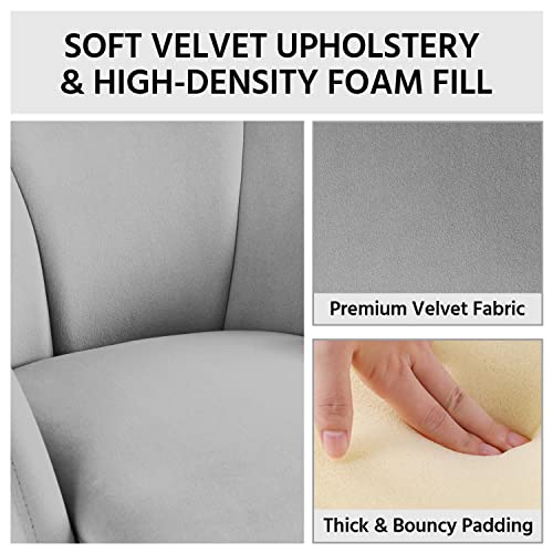 Yaheetech Velvet Tub Chair Vanity Chair, Modern Accent Armchair Lounge Chair Single Sofa with Golden Mental Legs for Living Room/Bedroom, Gray