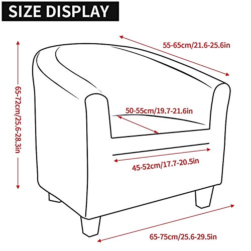 Tub Chair Cover 2 Piece Set - Upgraded 2 IN 1 Design Removable High Stretch Soft Velvet Sofa Couch Arm Bucket Chairs Armchair Seat Covers with Cushion Cover for Dining Living Room Office Reception