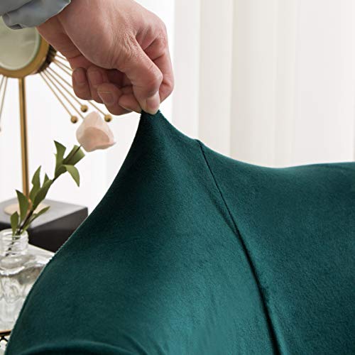 Tub Chair Cover 2 Piece Set - Upgraded 2 IN 1 Design Removable High Stretch Soft Velvet Sofa Couch Arm Bucket Chairs Armchair Seat Covers with Cushion Cover for Dining Living Room Office Reception