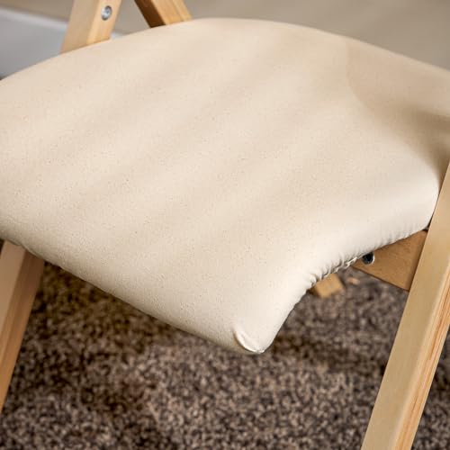 SoBuy FST40-W, Wooden Padded Folding Chair, Dining Chair, Office Chair, Desk Chair, Beige