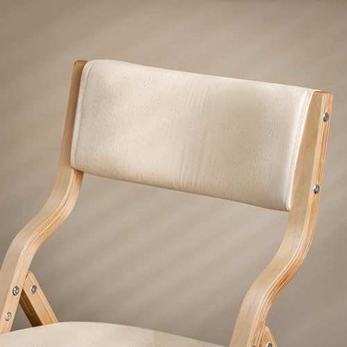 SoBuy FST40-W, Wooden Padded Folding Chair, Dining Chair, Office Chair, Desk Chair, Beige