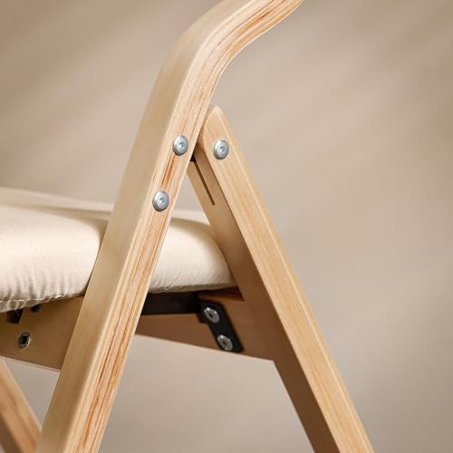 SoBuy FST40-W, Wooden Padded Folding Chair, Dining Chair, Office Chair, Desk Chair, Beige