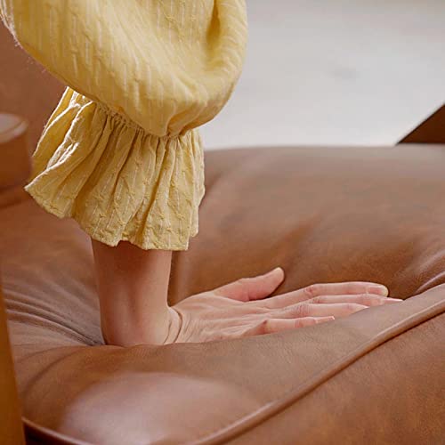 Yaheetech PU Leather Armchair, Modern Tub Chair, Retro Lounge Sofa Chair with Wooden Frame and Comfy Seat for Living Room Bedroom Home Office Light Brown