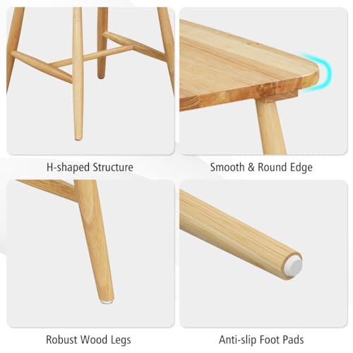 TANGZON Dining Chairs Set of 2, Windsor Style Kitchen Chairs with Spindle Back, Rubber Wood Legs & Anti-slip Foot pads, Side Chairs for Home Kitchen Dining Living Room Restaurant (Natural)