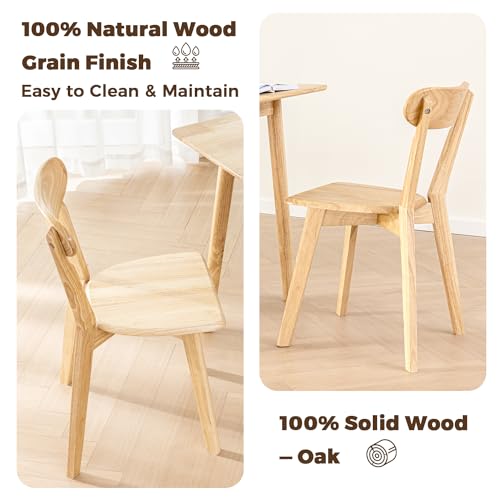 DELAVIN Soild Wood Dining Chairs Set of 2, Oak Wood Kitchen Chairs, Mid Century Modern Dining Room Chairs, Natural