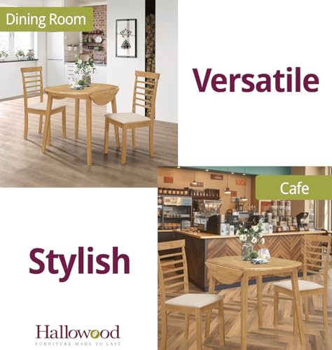 Hallowood Furniture Ledbury Dining Chairs Set of 2 in Light Oak Finish, Solid Wooden Chair with Fabric Pads, Modern & Stylish Kitchen Chairs, Warm Cream Dining Chairs