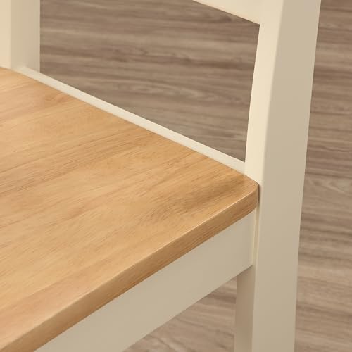 Furniturebox UK 2x Wood Dining Chair - Whitby Cream Wooden Dining Chairs - Pale Oak Stain Seat - Modern Traditional Farmhouse Dining Furniture Style - Solid Rubberwood Pair Of Dining Room Chairs