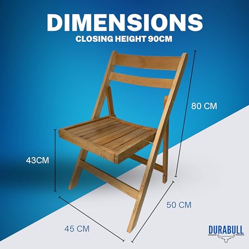 Durabull Premium Wooden Beech Folding Chairs - Set of 4 Hardwood Fold Up Chairs. Indoor & Outdoor use. Foldable Chairs for Dining, Garden & Patio, No Assembly Required