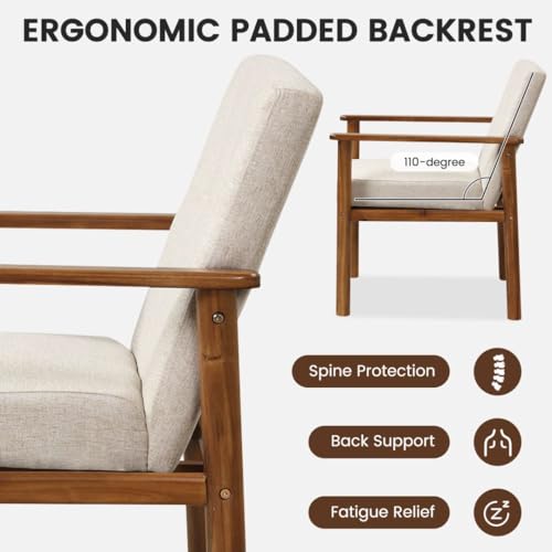 RELAX4LIFE Padded Accent Armchair, Wooden Upholstered Single Lounge Chair with Solid Wood Legs & Anti-slip Foot Pads, Thick Padded Seat Cushion, Leisure Sofa Chair for Living Room Bedroom Office