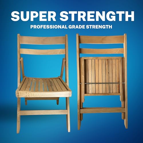 Durabull Premium Wooden Beech Folding Chairs - Set of 4 Hardwood Fold Up Chairs. Indoor & Outdoor use. Foldable Chairs for Dining, Garden & Patio, No Assembly Required