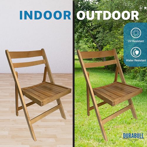 Durabull Premium Wooden Beech Folding Chairs - Set of 4 Hardwood Fold Up Chairs. Indoor & Outdoor use. Foldable Chairs for Dining, Garden & Patio, No Assembly Required