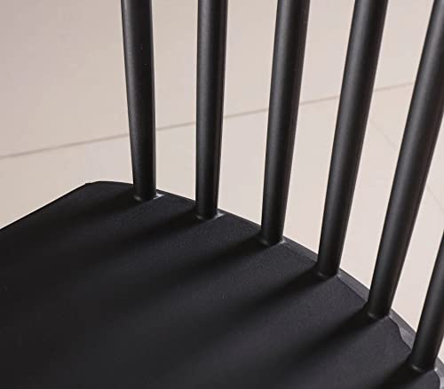 LEPTIS MAGNA Elegant Modern Chair Plastic and Beech Wooden Leg Set of 4 Dining Chairs (Black)