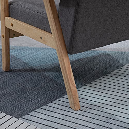 HOMCOM Accent Chair Wood Frame w/Thick Linen Cushions Wide Seat Armchair Home Furniture Bedroom Office