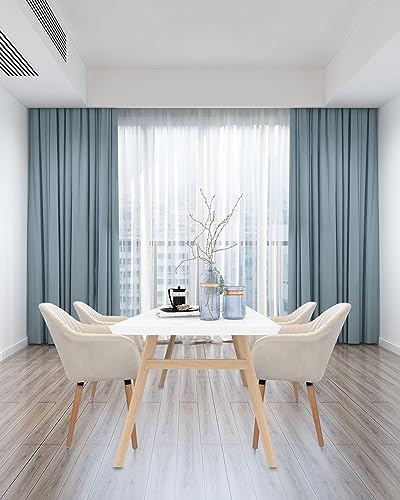 WOLTU Cream White Kitchen Dining Chair 1 Piece Upholstered Counter Lounge Living Room Corner Chair with Arms & Backrest Solid Wood Legs Reception Chair Tub Chairs Armchair