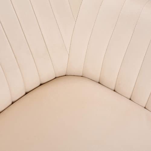 WOLTU Cream White Kitchen Dining Chair 1 Piece Upholstered Counter Lounge Living Room Corner Chair with Arms & Backrest Solid Wood Legs Reception Chair Tub Chairs Armchair