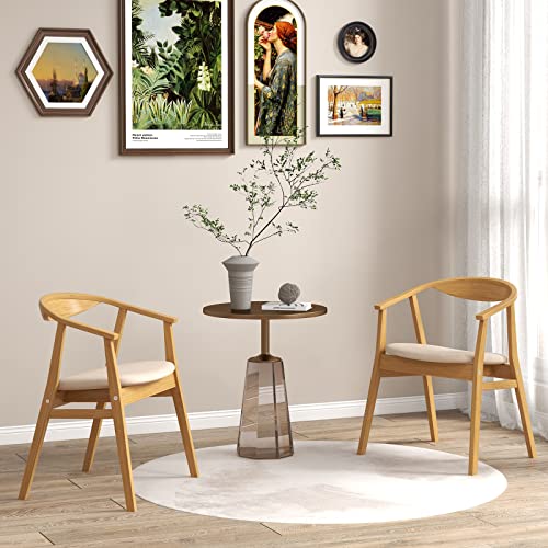 COSTWAY Bamboo Accent Chair, Single Padded Seat Lounge Armchair, Leisure Comfy Occasional Reading Armchair Side Dining Chairs for Living Room, Bedroom and Office, Natural (1)